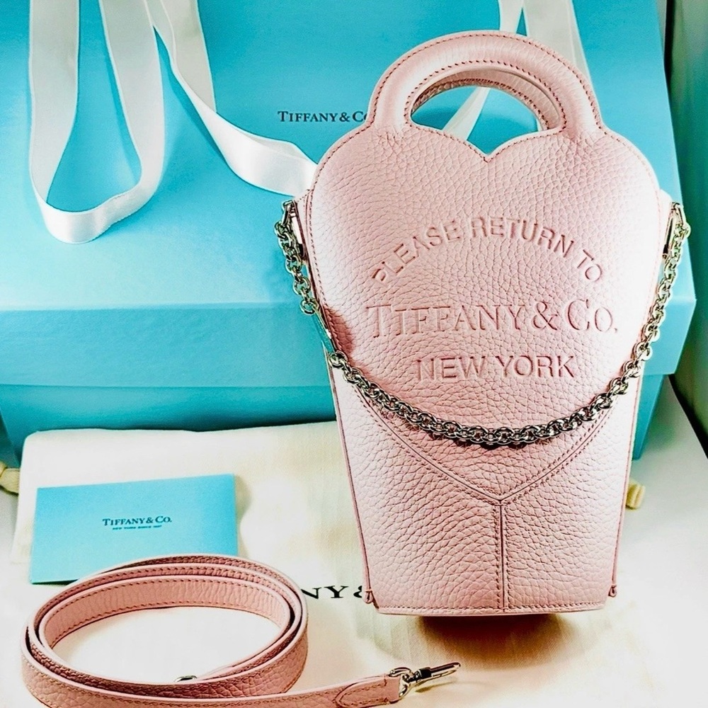 Please Return to Tiffany & Co Crystal Pink Leather Small Crossbody Bag.Brand NEW